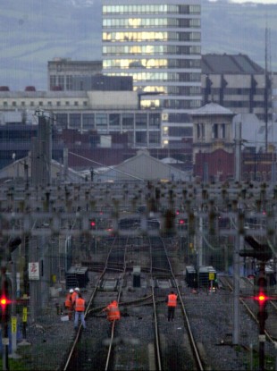 The railway line to Belfast at Connolly Station, Dublin. File photo from 2002.