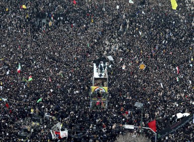 Protesters today demonstrating against the killing of Qassem Soleimani.