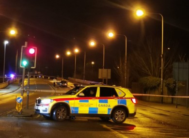 Gardaí at the scene of the shooting.
