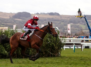 Keith Donoghue onboard Tiger Roll at the 2018 Cheltenham Festival.