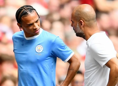 Leroy Sane limps off injured against Liverpool in August.