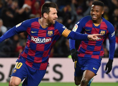 Lionel Messi after scoring against Granada.