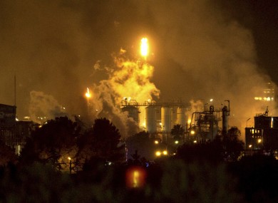 Smoke rise following a big explosion at an industrial hub near the port city of Tarragona, Spain.