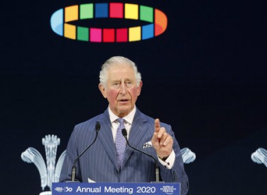 Prince Charles addressing the World Economic Forum in Davos.