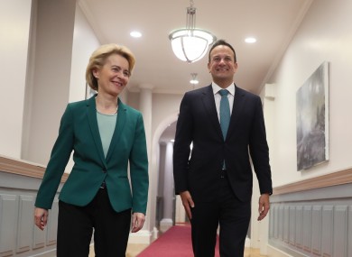 Ursula von der Leyen with Leo Varadkar this evening.