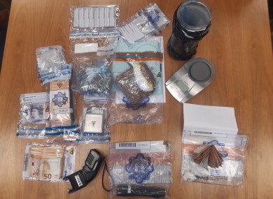 Some of the items seized in the raid by gardaí.