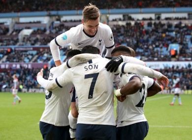 Tottenham players celebrate.