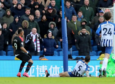 Crystal Palace's Jordan Ayew scores.