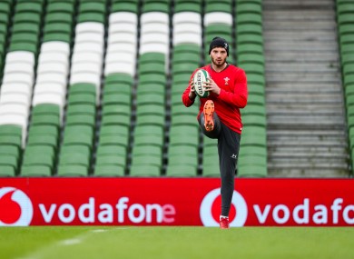 Owen Williams warming up at the Aviva.
