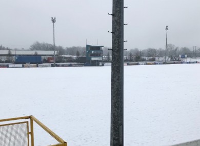 The pitch at Finn Park this morning.