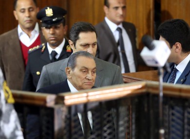 Former Egyptian President Hosni Mubarak is seen in a court in Cairo, Egypt, December 26, 2018.