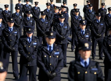 Commissioner Drew Harris inspects the 319 new Gardai during an attestation ceremony at the Garda Training College in Templemore, Co Tipperary.