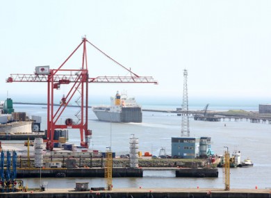 Containers and cranes in Dublin Port.