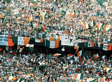 Irish fans at the 1990 World Cup.