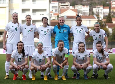 The Ireland women's national team pictured before Wednesday's win against Montenegro.