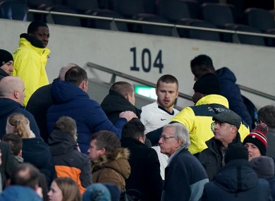 Eric Dier in an altercation with a fan last night.