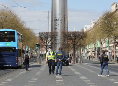 Gardaí carrying out checks on O'Connell Street today.