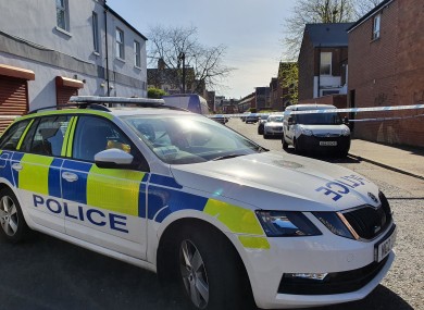 The scene at Haywood Avenue in south Belfast close to a flat where a woman's body was found yesterday.