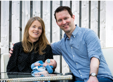 Pictured is the first baby to have his birth registered electronically, Aaron Rafferty from Malahide, County Dublin, with parents Nuala and Paul.