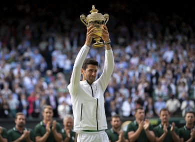 Novak Djokovic with the Wimbledon crown last year.