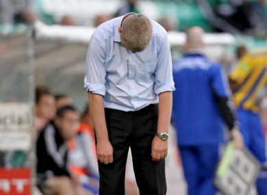 Stephen Kenny reacts to a missed chance late in a Shamrock Rovers game against Bray.