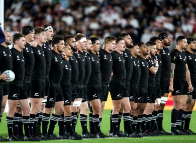 The New Zealand team before last year's Rugby World Cup semi-final.
