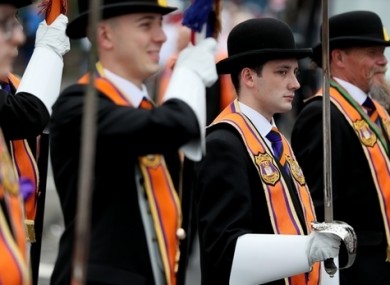 Bandsmen and Orange Order members at last year's Belfast parade.