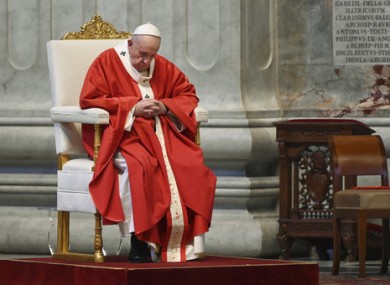 Pope Francis celebrates Palm Sunday Mass behind closed doors in St. Peter's Basilica.