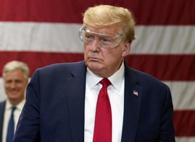 Donald Trump participating in a tour of a Honeywell International plant that manufactures personal protective equipment.
