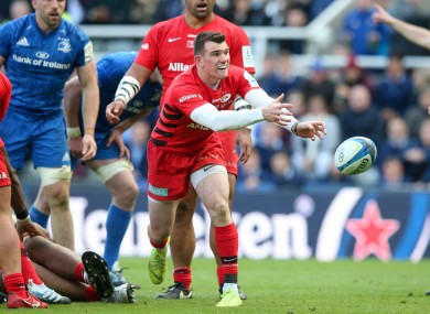 Ben Spencer gets a pass away during last season's Heineken Champions Cup final between Leinster and Saracens.