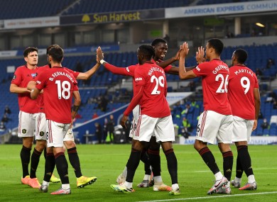 Man United players celebrate.