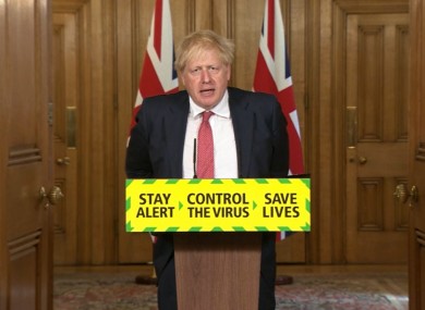 Screen grab of Prime Minister Boris Johnson during a media briefing in Downing Street.