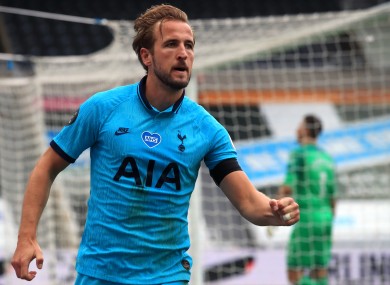 Harry Kane celebrates a goal against Newcastle.