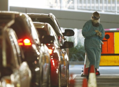 Healthcare workers conduct COVID-19 testing at a facility in Hoppers Crossing, Melbourne