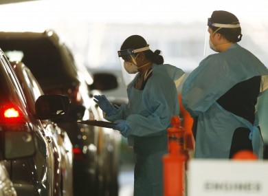 Healthcare workers conduct Covid-19 testing at a facility in Hoppers Crossing, Melbourne