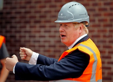 Johnson at a building site in Cheshire yesterday.