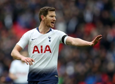 Jan Vertonghen left Spurs at the end of the season.