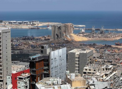 Aerial view of the damage caused during the blast.