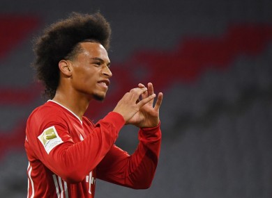 Leroy Sane celebrates his debut goal.