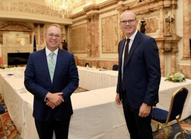 US Special Envoy Mick Mulvaney, right, meets Minister for Foreign Affairs Simon Coveney.