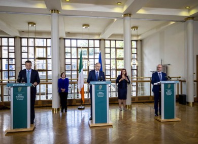 The Tánaiste, Taoiseach and Health Minister announcing the plans yesterday.