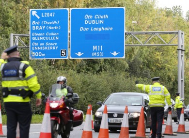 Gardai speaking to commuters at a check point on the M11 near Bray as part of Operation Fanacht.