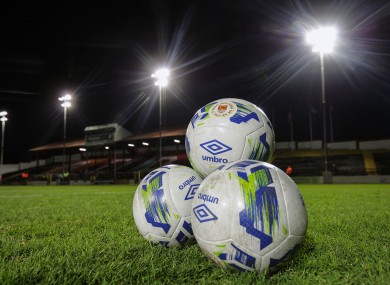 A general view of footballs at Tolka Park.