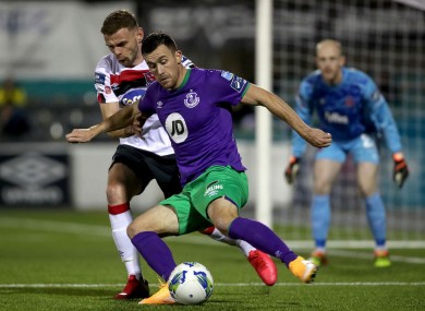 Dundalk's Andy Boyle and Aaron Greene of Shamrock Rovers.