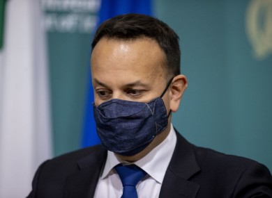 Tánaitse and Business Minister Leo Varadkar at this evening's briefing.
