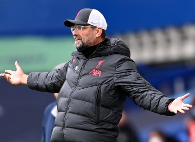 Jurgen Klopp's reaction to Liverpool's disallowed goal.