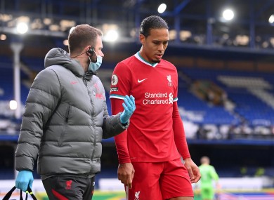 Virgil Van Dijk came off the field during the first half.
