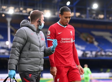 Van Dijk was injured by Everton's Jordan Pickford.
