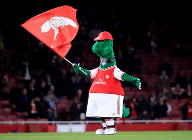 Gunnersaurus, the Arsenal mascot (file pic).