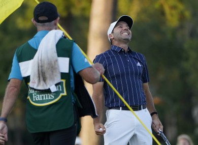 Garcia smiles after making a birdie on the 18th hole and winning the Sanderson Farms Championship.